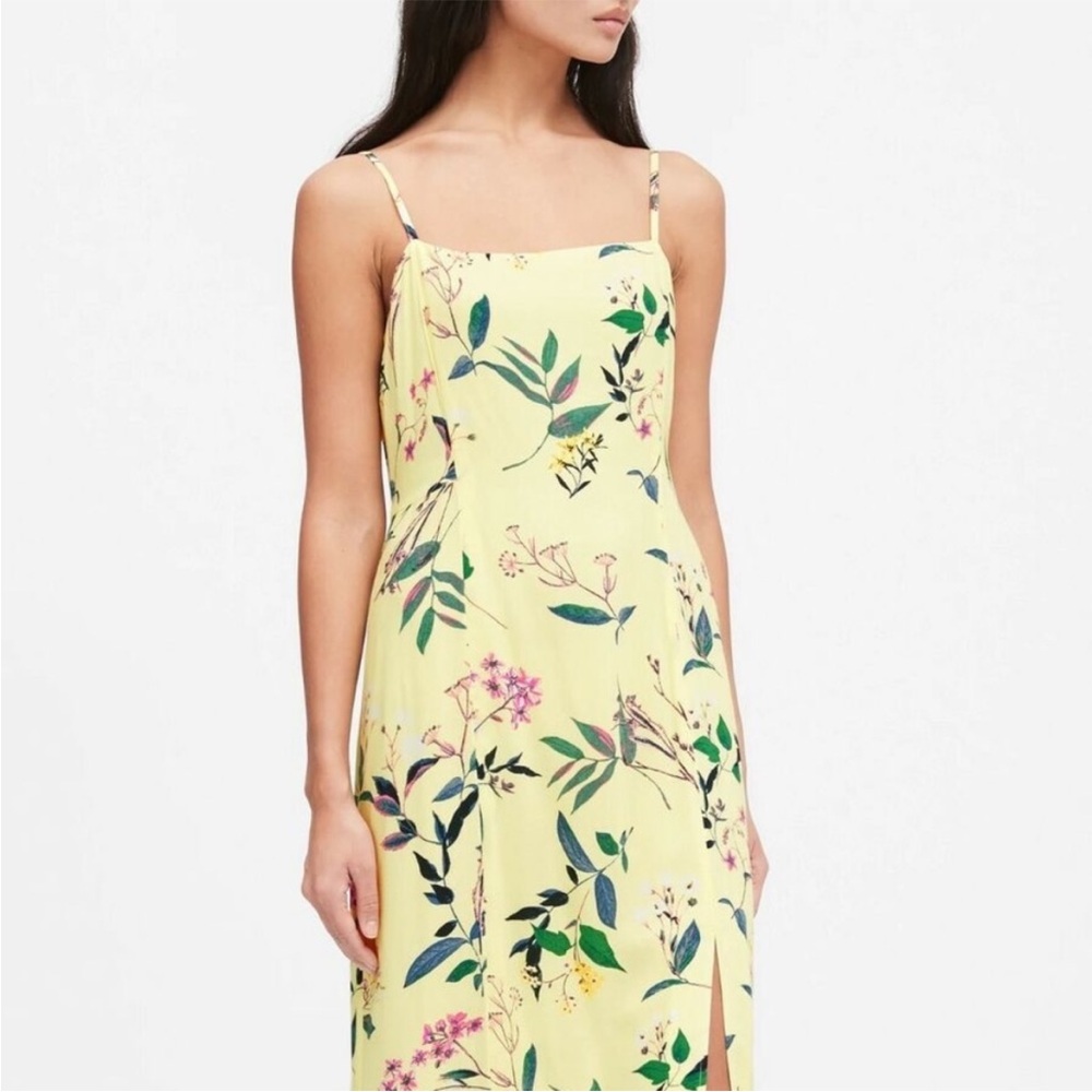 Banana Republic Yellow Floral Midi Dress
